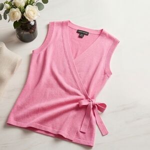 Cable & Gauge Medium Pink Balletcore Wrap Sweater Vest